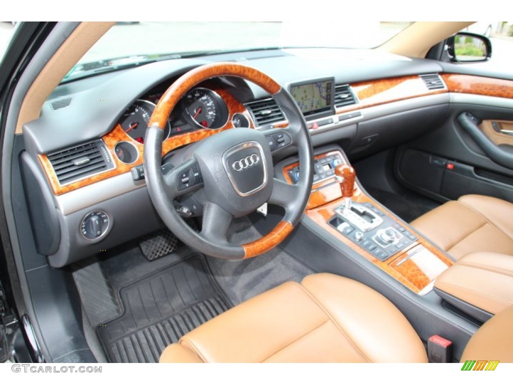 Black/Amaretto Interior 2007 Audi A8 L 4.2 quattro Photo #82783275