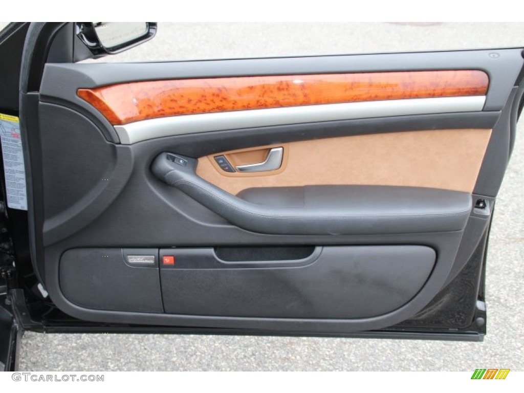 2007 Audi A8 L 4.2 quattro Black/Amaretto Door Panel Photo #82783495
