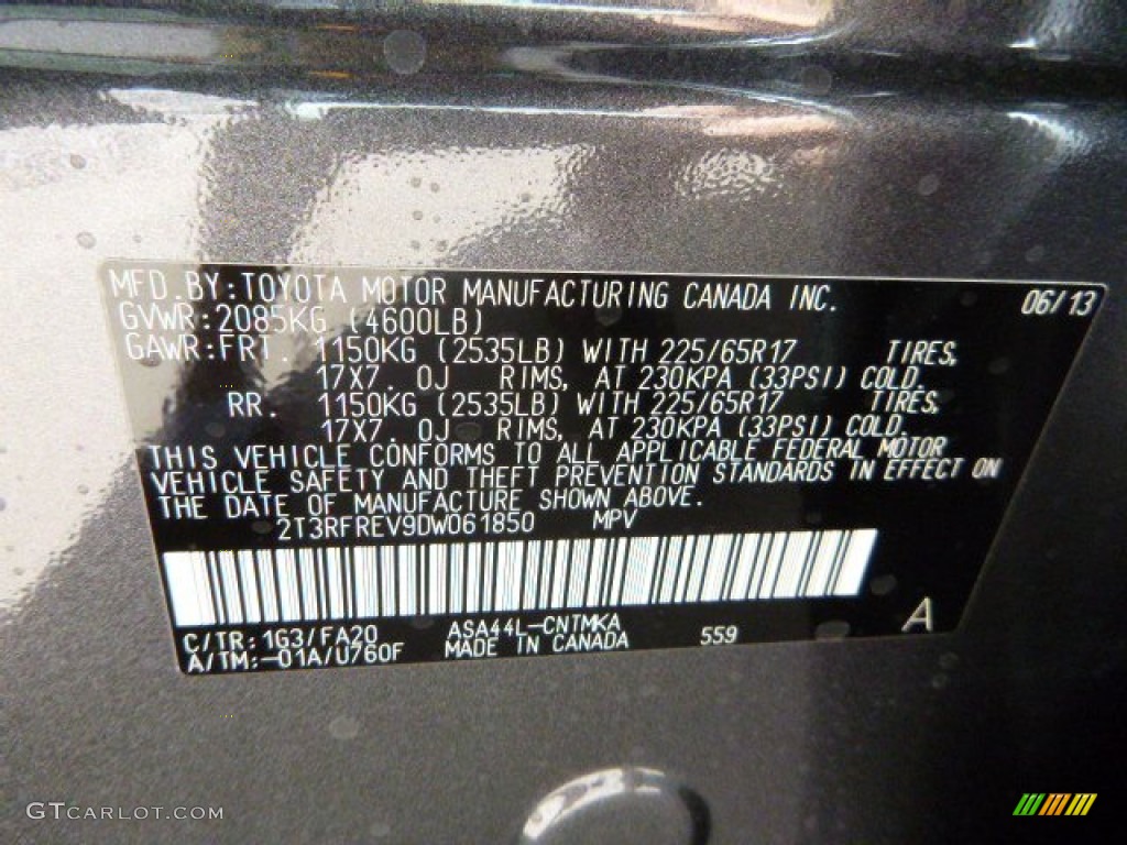 2013 RAV4 XLE AWD - Magnetic Gray Metallic / Black photo #19