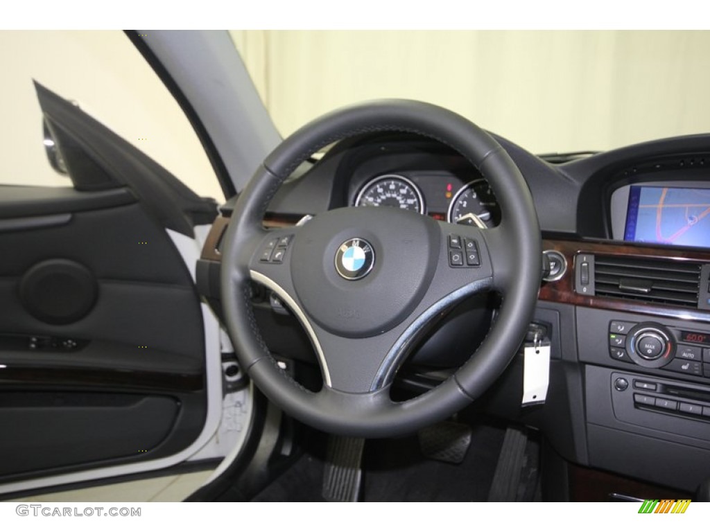 2011 BMW 3 Series 335i Coupe Black Steering Wheel Photo #82788277