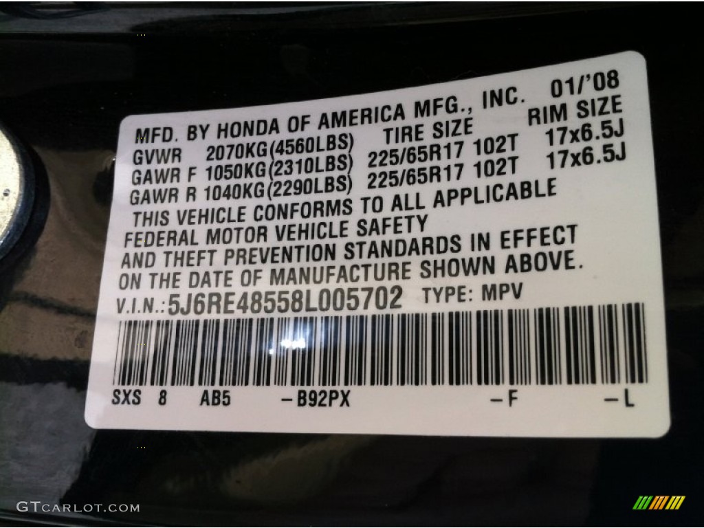 2008 CR-V EX 4WD - Nighthawk Black Pearl / Ivory photo #12
