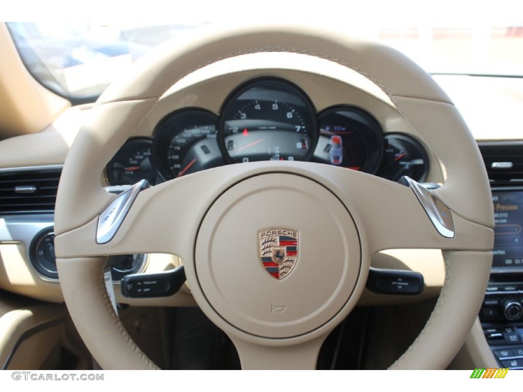 2013 Porsche 911 Carrera Coupe Luxor Beige Steering Wheel Photo #82806684