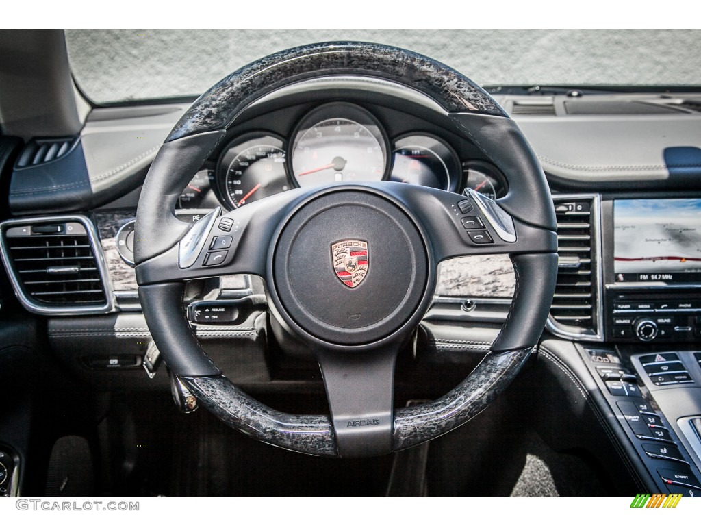 2012 Porsche Panamera S Black Steering Wheel Photo #82811050