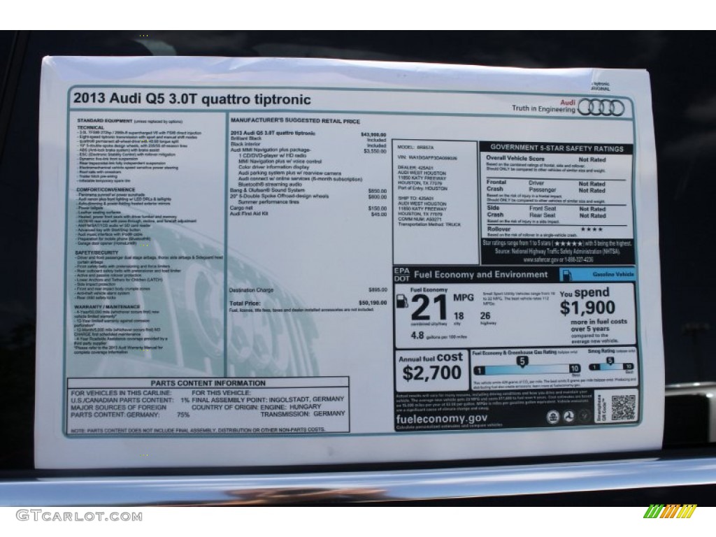 2013 Q5 3.0 TFSI quattro - Brilliant Black / Black photo #11