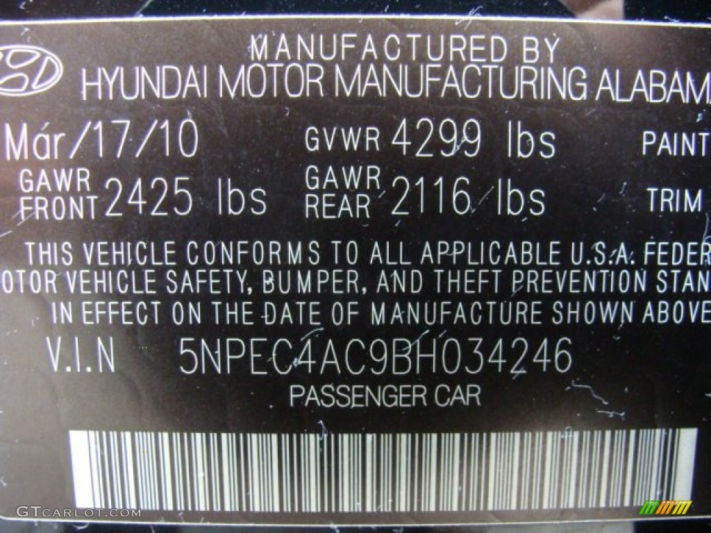 2011 Sonata SE - Midnight Black / Black photo #32