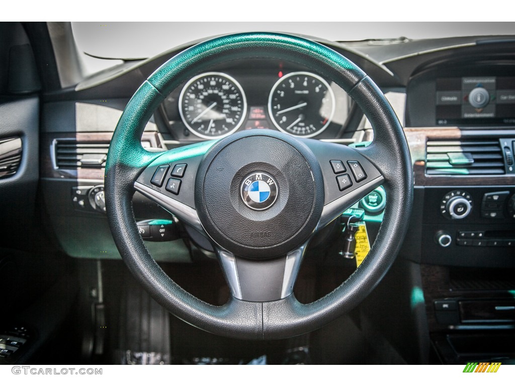 2008 BMW 5 Series 535i Sedan Black Steering Wheel Photo #82816000