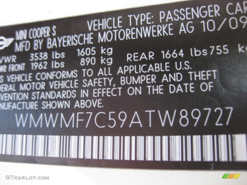 2010 Cooper S Hardtop - Pepper White / Grey/Carbon Black photo #25