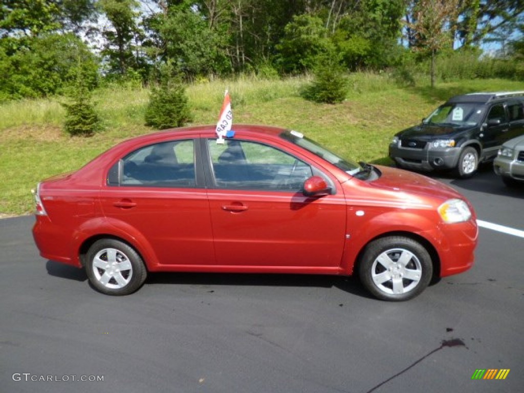 2008 Aveo LS Sedan - Sport Red Metallic / Charcoal photo #8