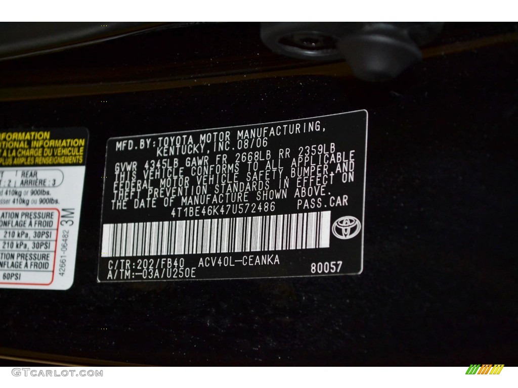 2007 Camry CE - Black / Bisque photo #8