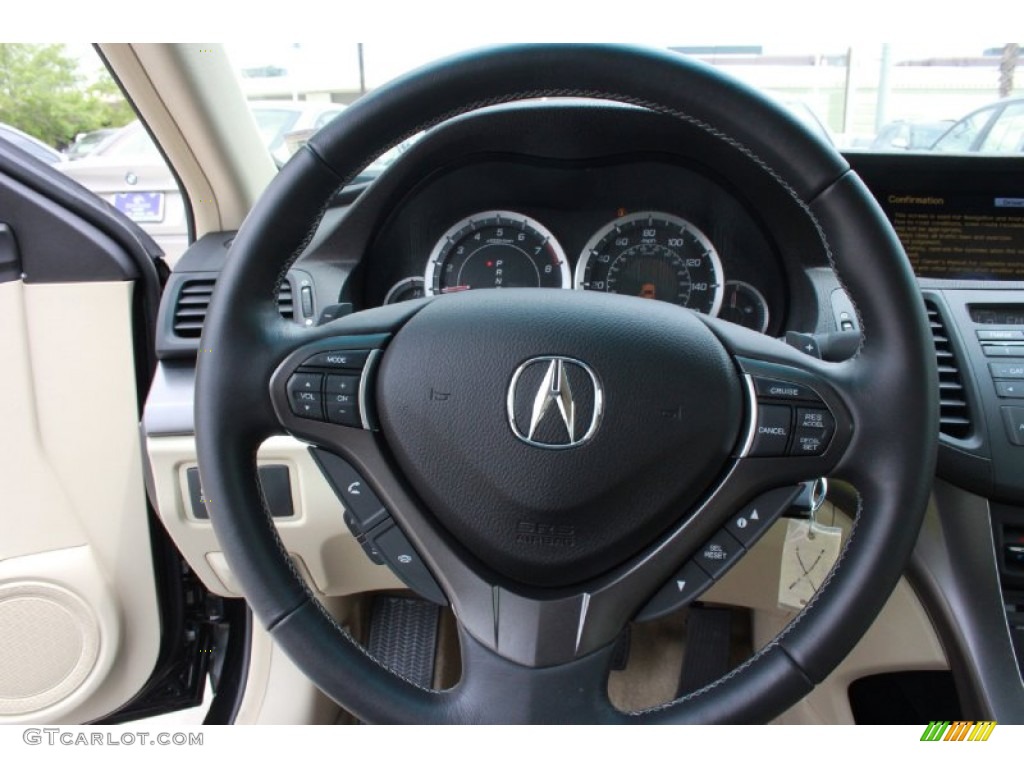 2013 Acura TSX Technology Parchment Steering Wheel Photo #82825803