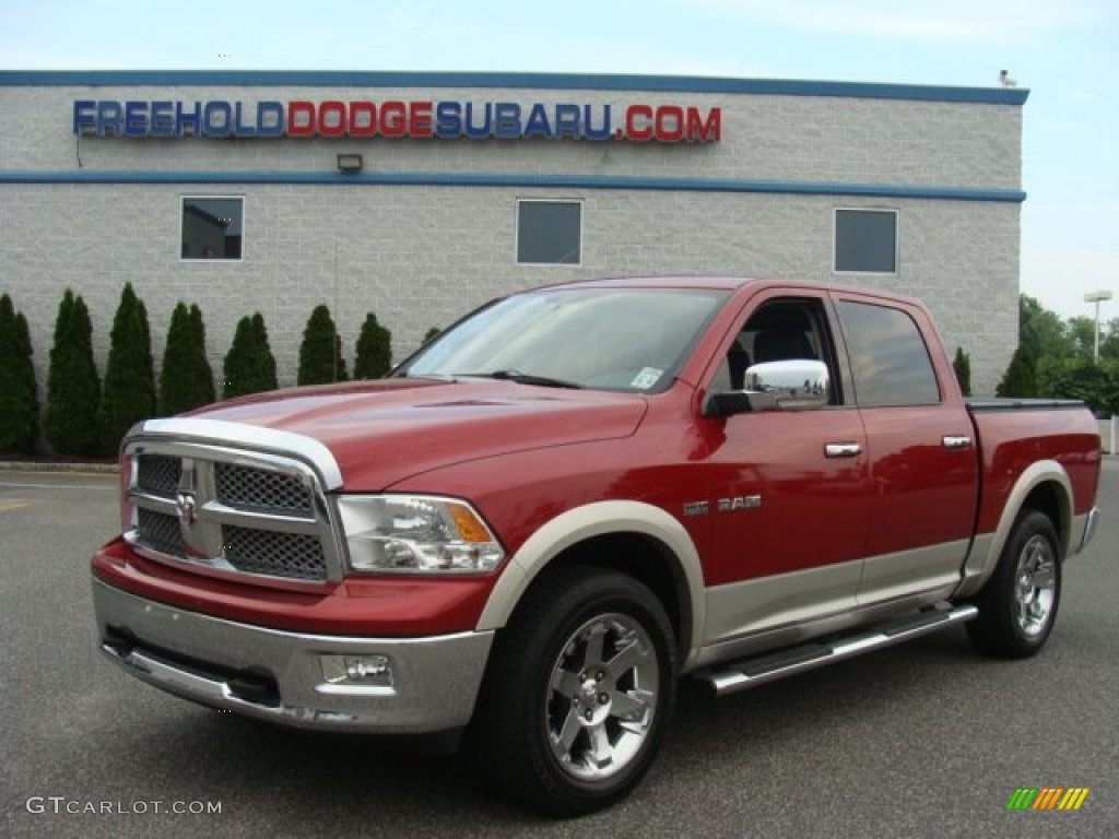 2009 Ram 1500 Laramie Crew Cab 4x4 - Inferno Red Crystal Pearl / Dark Slate Gray photo #1