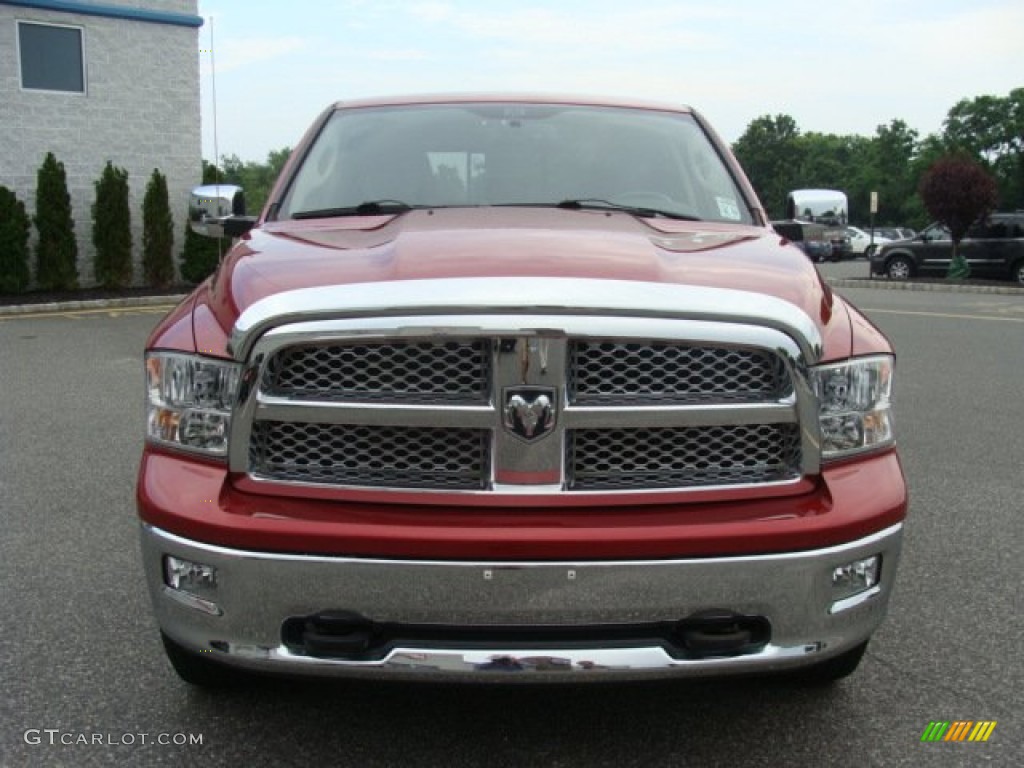 2009 Ram 1500 Laramie Crew Cab 4x4 - Inferno Red Crystal Pearl / Dark Slate Gray photo #2