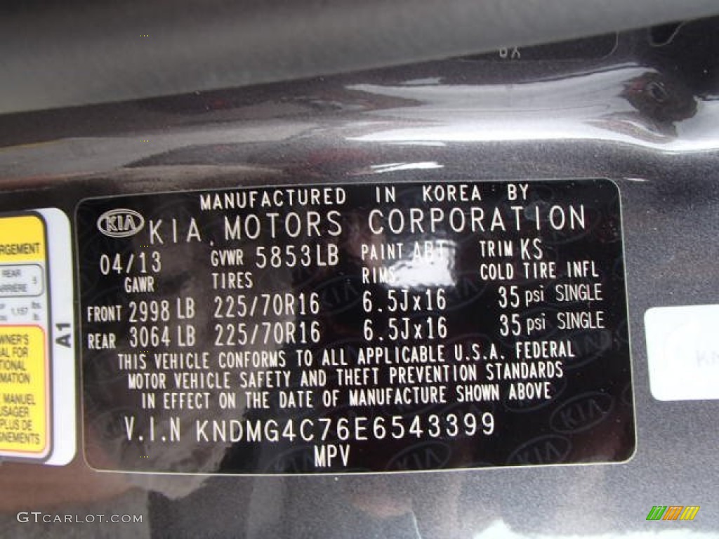2014 Kia Sedona LX Info Tag Photo #82827147