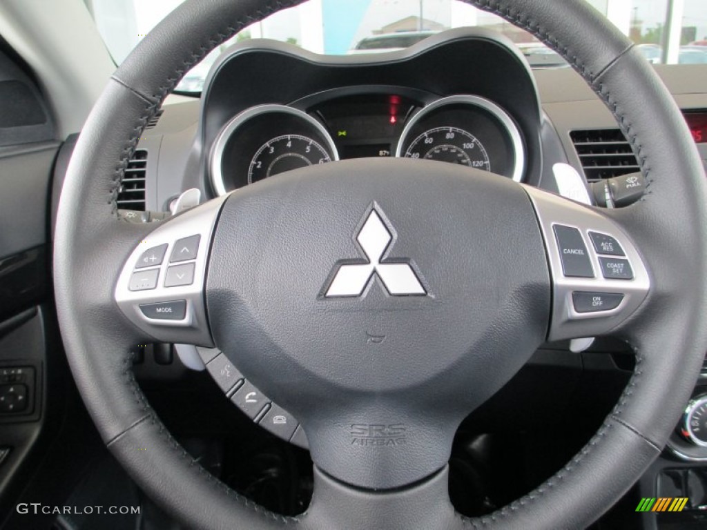 2013 Mitsubishi Lancer GT Black Steering Wheel Photo #82832728
