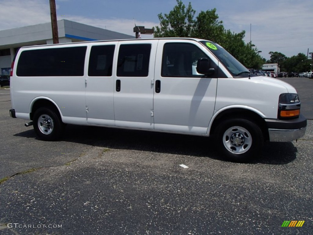 Summit White 2012 Chevrolet Express LT 3500 Passenger Van Exterior Photo #82833892