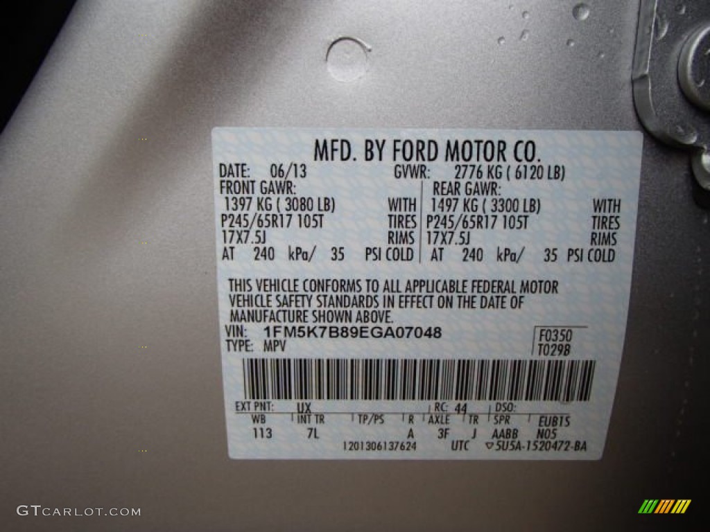 2014 Explorer Color Code UX for Ingot Silver Photo #82835075