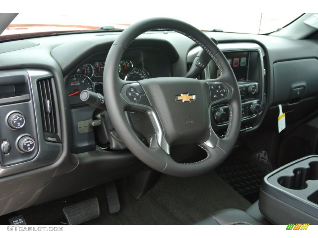 2014 Chevrolet Silverado 1500 LT Z71 Crew Cab 4x4 Jet Black Steering Wheel Photo #82836356