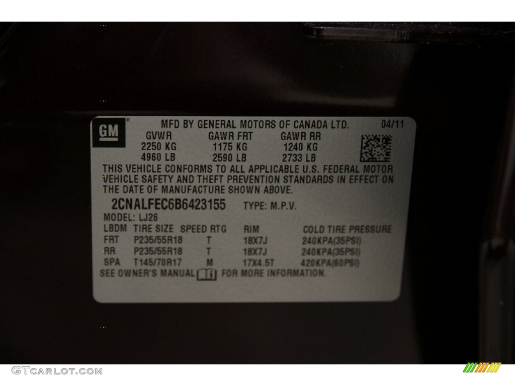 2011 Equinox LTZ - Espresso Brown Metallic / Brownstone/Jet Black photo #20