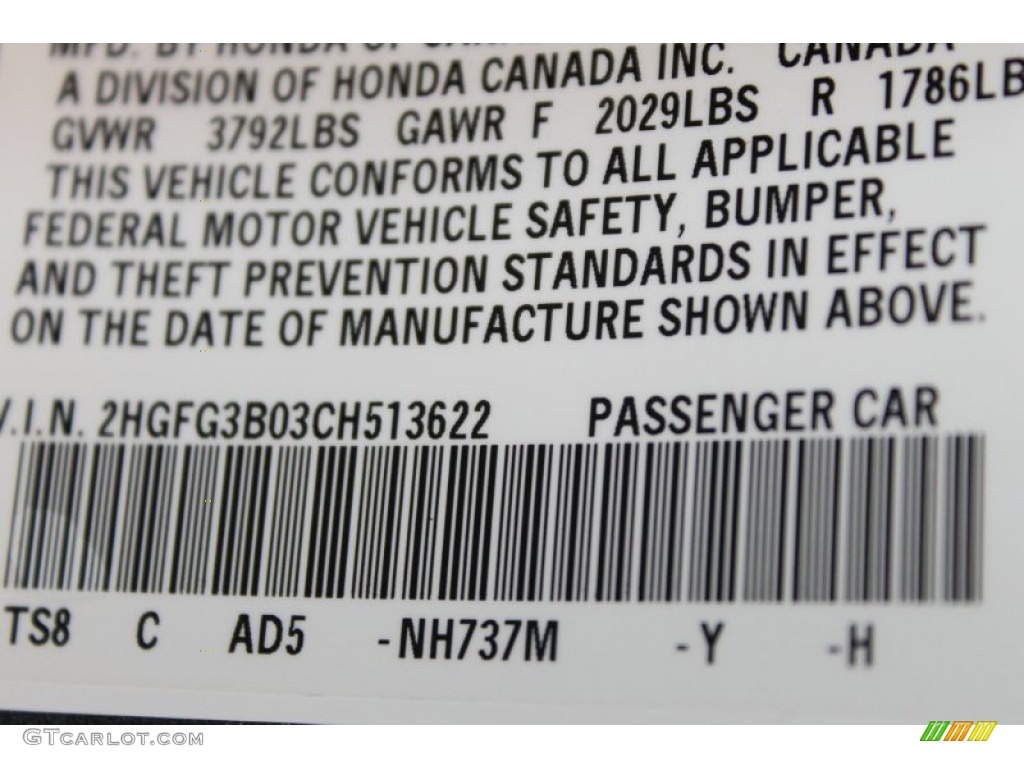 2012 Civic Color Code NH737M for Polished Metal Metallic Photo #82850389