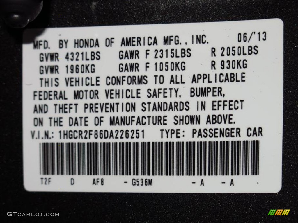 2013 Accord EX-L Sedan - Hematite Metallic / Black photo #10