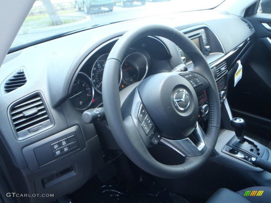 2014 Mazda CX-5 Grand Touring Black Steering Wheel Photo #82852561