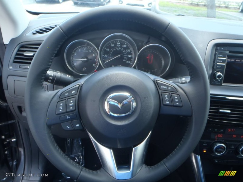 2014 Mazda CX-5 Grand Touring Black Steering Wheel Photo #82852585