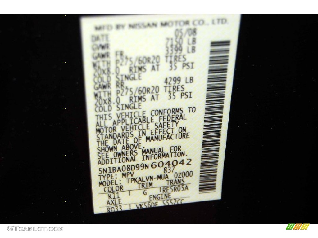 2009 Armada LE - Smoke Metallic / Charcoal photo #13