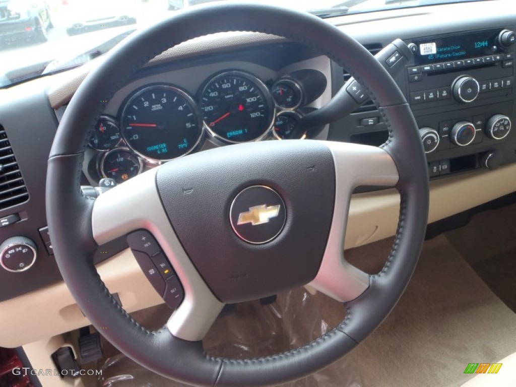 2013 Chevrolet Silverado 2500HD LT Extended Cab Light Cashmere/Dark Cashmere Steering Wheel Photo #82859028