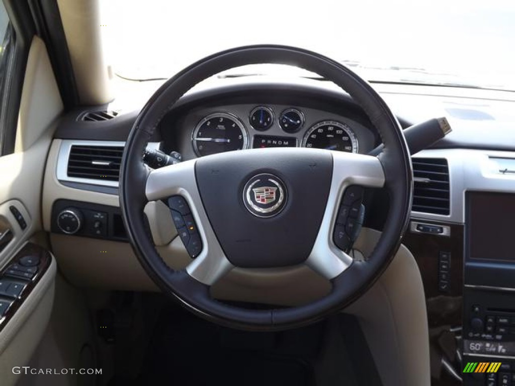 2013 Cadillac Escalade Premium Cashmere/Cocoa Steering Wheel Photo #82864394