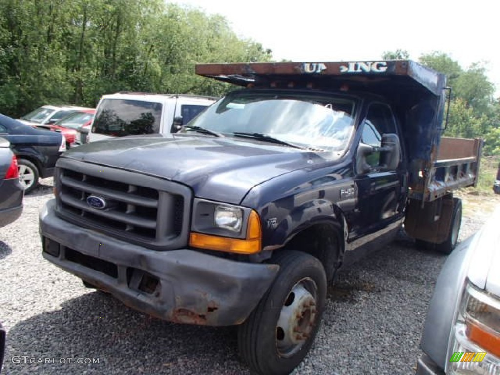 Deep Wedgewood Blue Metallic 1999 Ford F450 Super Duty XL Regular Cab Dump Truck Exterior Photo #82874036