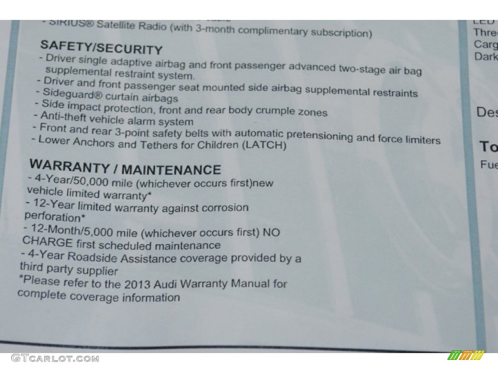 2013 Audi A7 3.0T quattro Prestige Window Sticker Photos