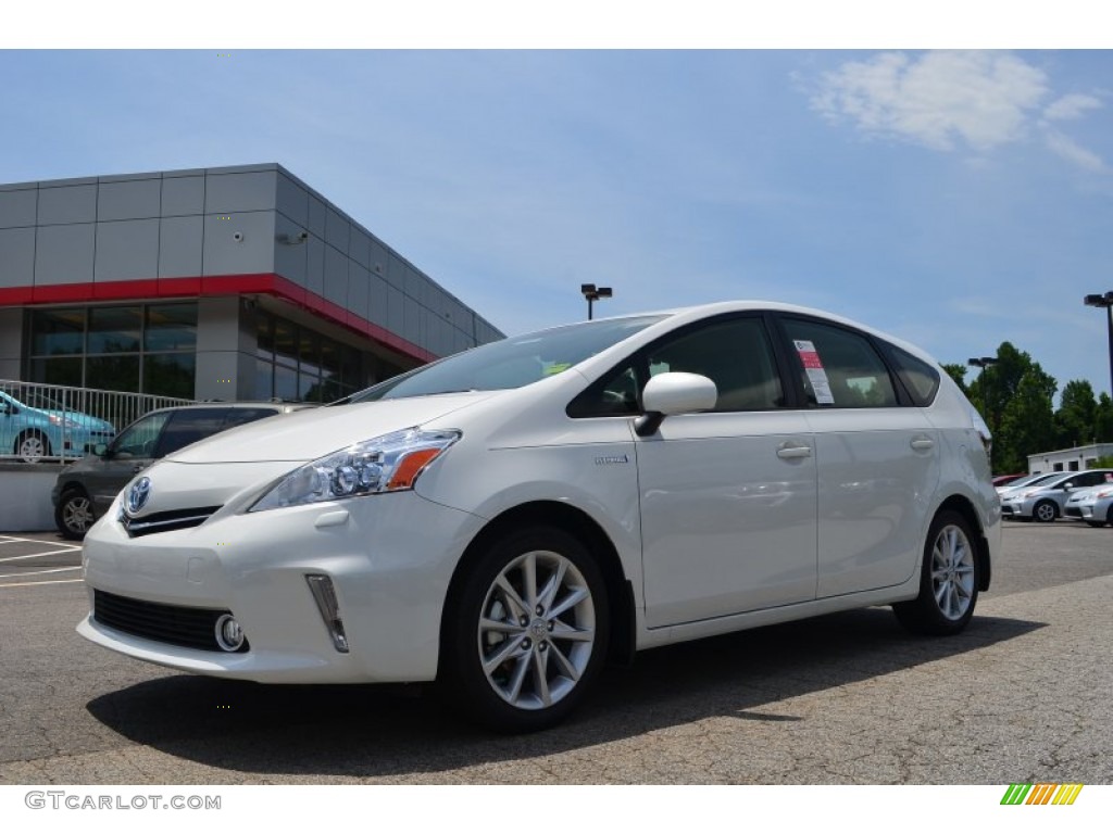 2013 Prius v Five Hybrid - Blizzard White Pearl / Bisque photo #1