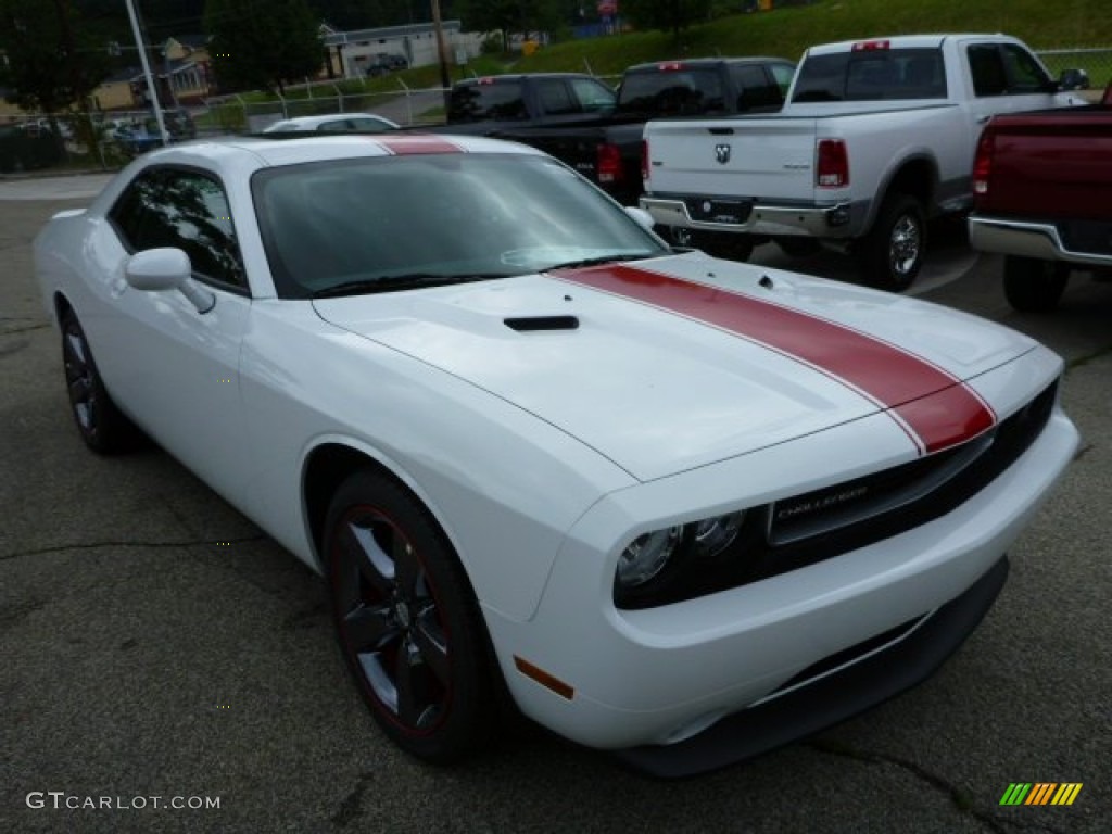 2013 Challenger SXT Plus - Bright White / Radar Red/Dark Slate Gray photo #7