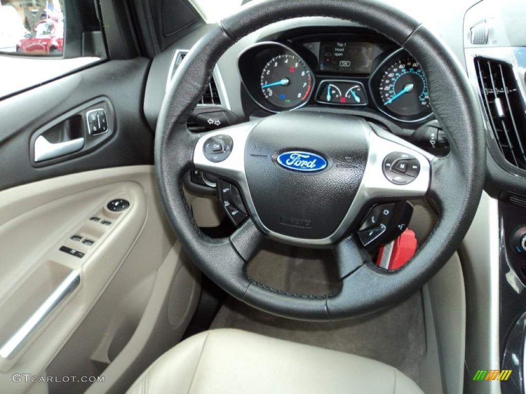 2013 Ford Escape SEL 2.0L EcoBoost Medium Light Stone Steering Wheel Photo #82908319