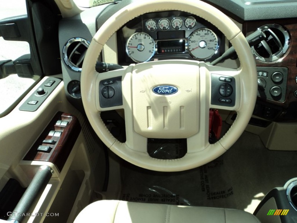 2009 Ford F250 Super Duty Lariat Crew Cab 4x4 Camel Steering Wheel Photo #82912517