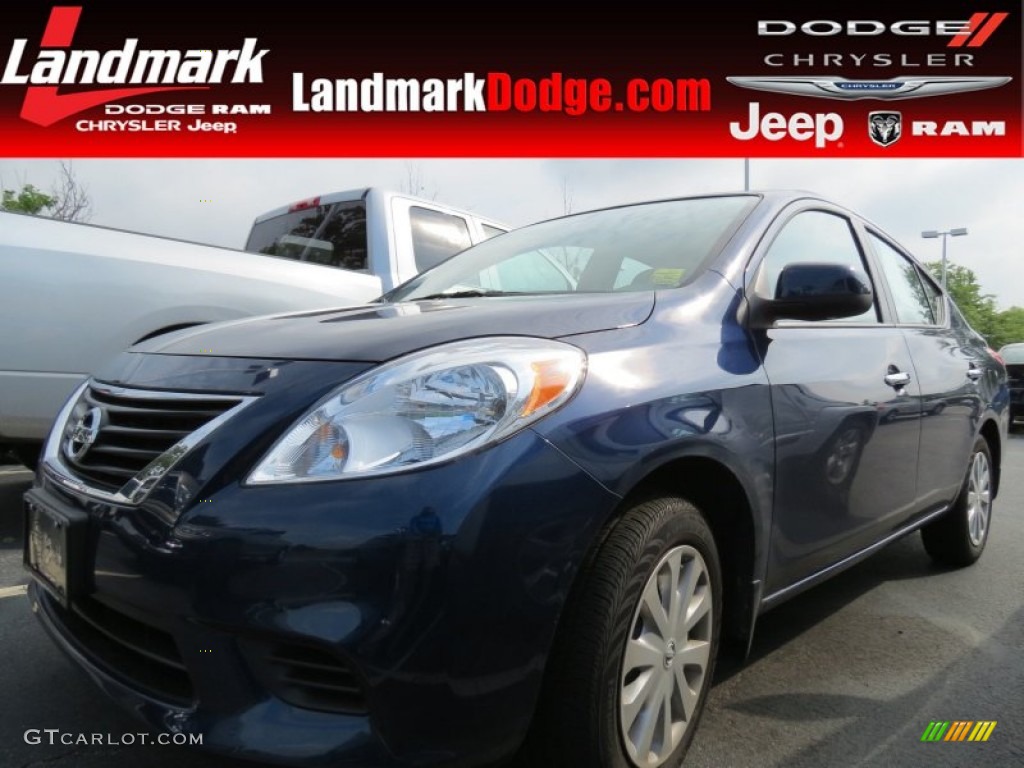 2012 Versa 1.6 S Sedan - Blue Onyx Metallic / Charcoal photo #1