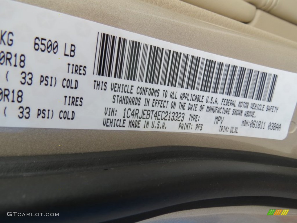 2014 Grand Cherokee Color Code PFS for Cashmere Pearl Photo #82918304