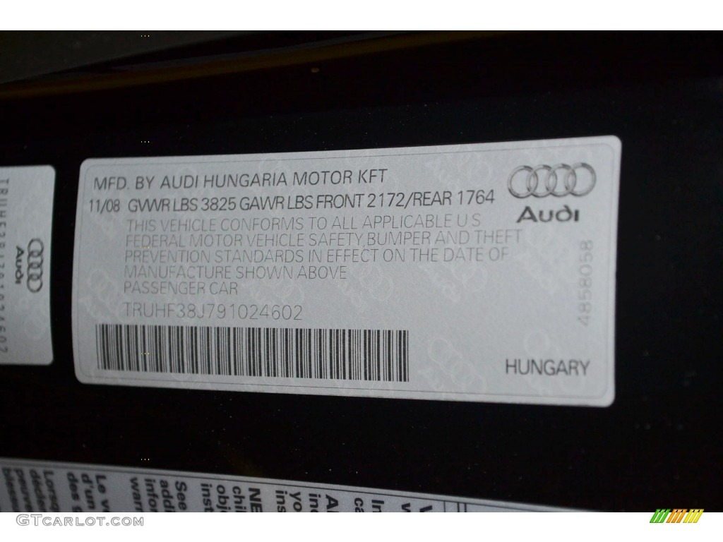 2009 Audi TT 2.0T Coupe Info Tag Photo #82921451