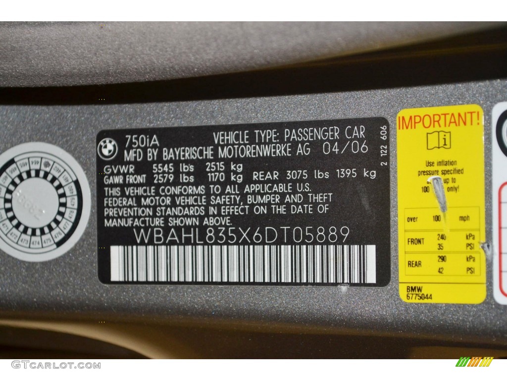2006 7 Series 750i Sedan - Sterling Grey Metallic / Basalt Grey/Flannel Grey photo #8