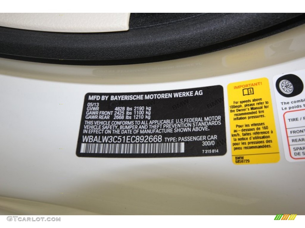 2014 6 Series Color Code 300 for Alpine White Photo #82945931