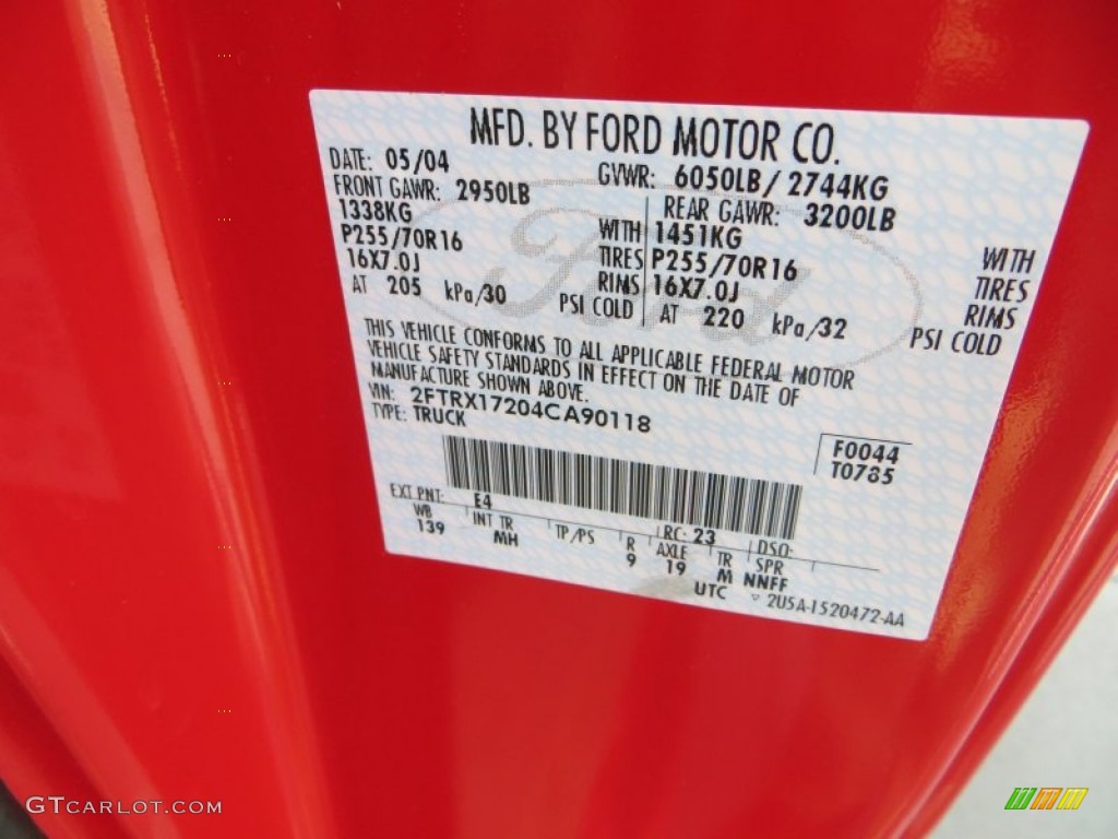2004 F150 XL Heritage SuperCab - Bright Red / Heritage Medium Parchment photo #43