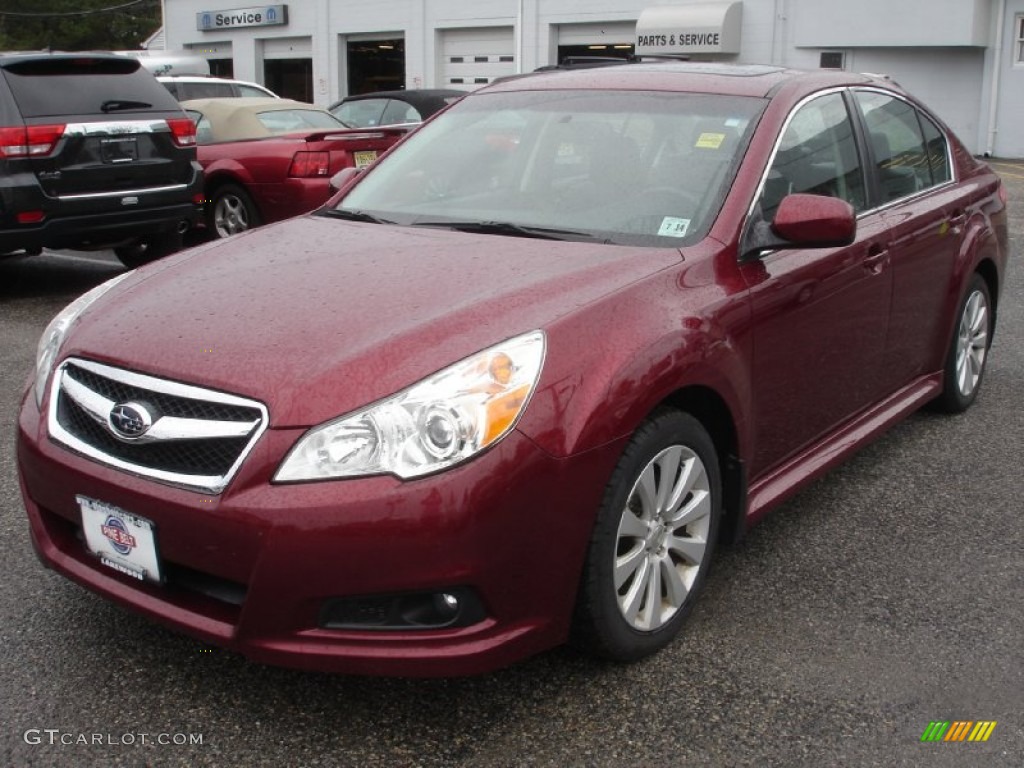 2010 Legacy 2.5i Limited Sedan - Ruby Red Pearl / Off Black photo #1