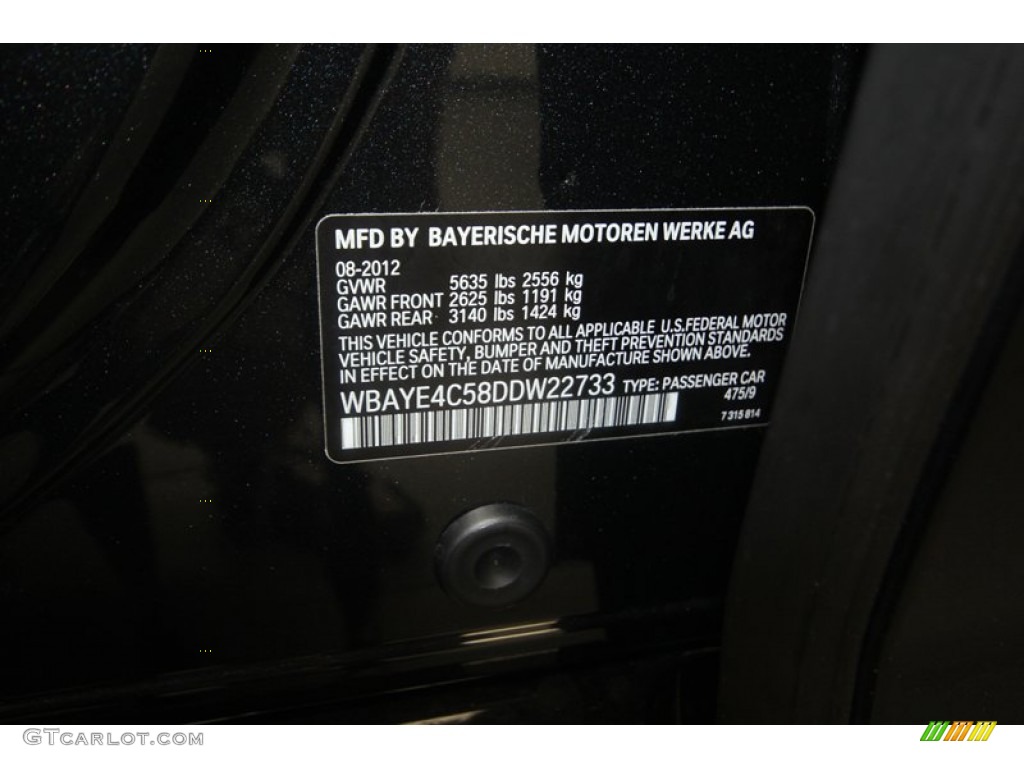 2013 7 Series 740Li Sedan - Black Sapphire Metallic / Black photo #9