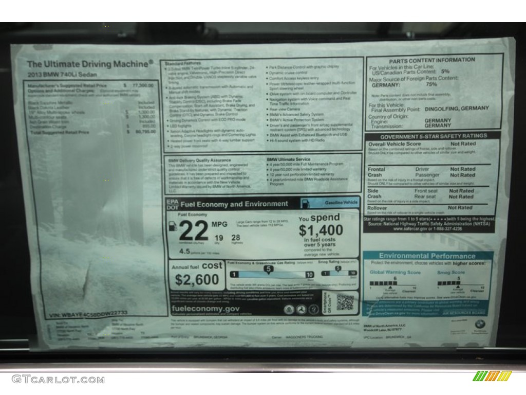 2013 7 Series 740Li Sedan - Black Sapphire Metallic / Black photo #35