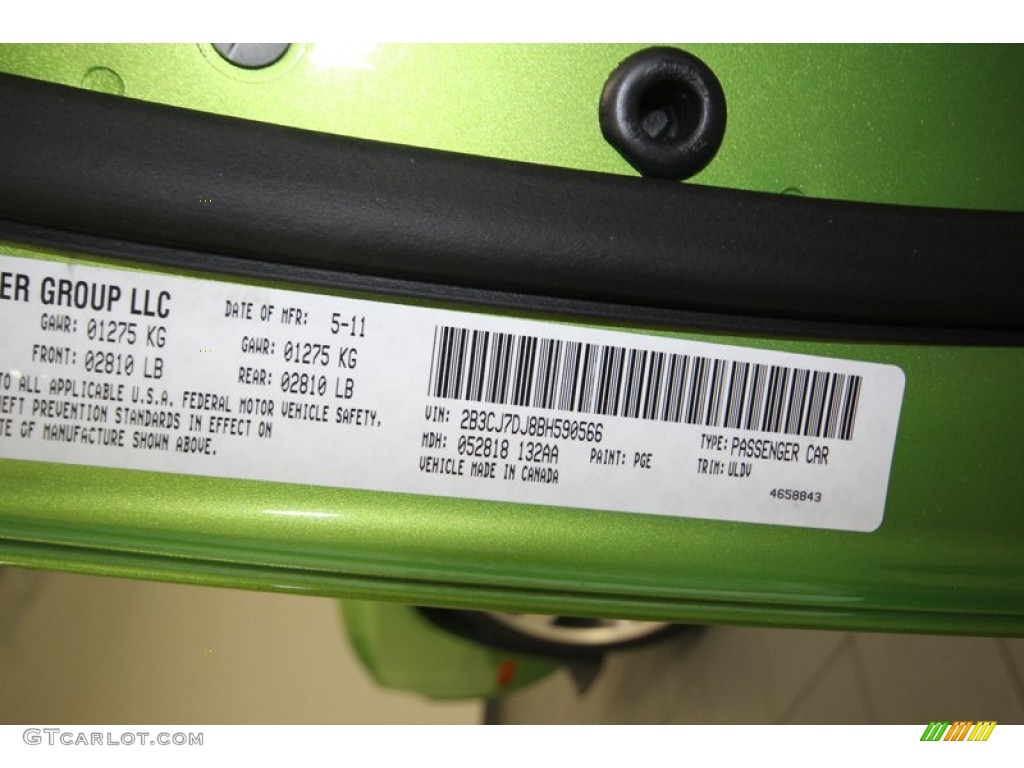 2011 Challenger SRT8 392 - Green with Envy / Dark Slate Gray photo #50