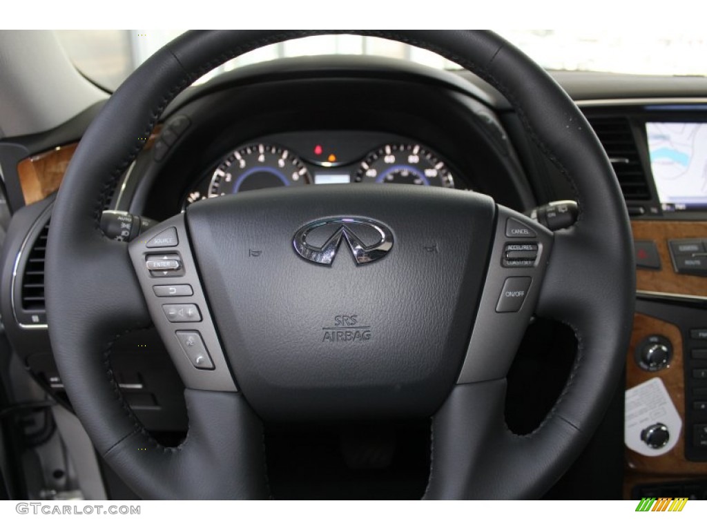 2013 Infiniti QX 56 4WD Graphite Steering Wheel Photo #82968390