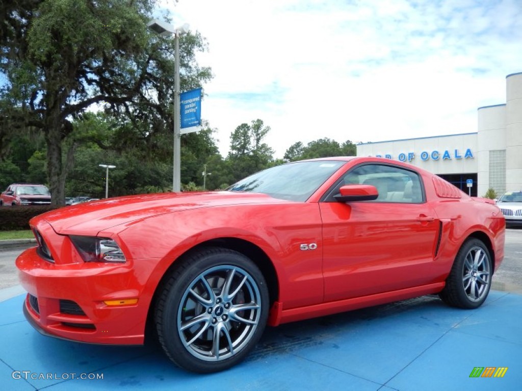 2014 Mustang GT Premium Coupe - Race Red / Medium Stone photo #1