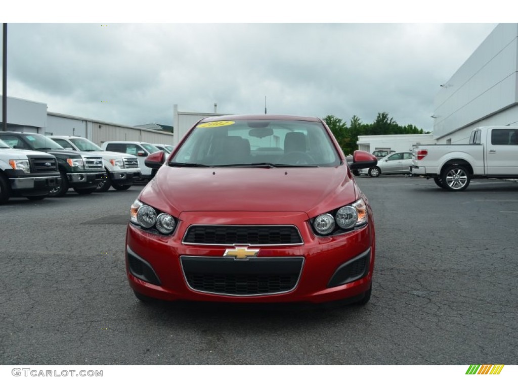 2012 Sonic LT Sedan - Crystal Red Tintcoat / Jet Black/Dark Titanium photo #7