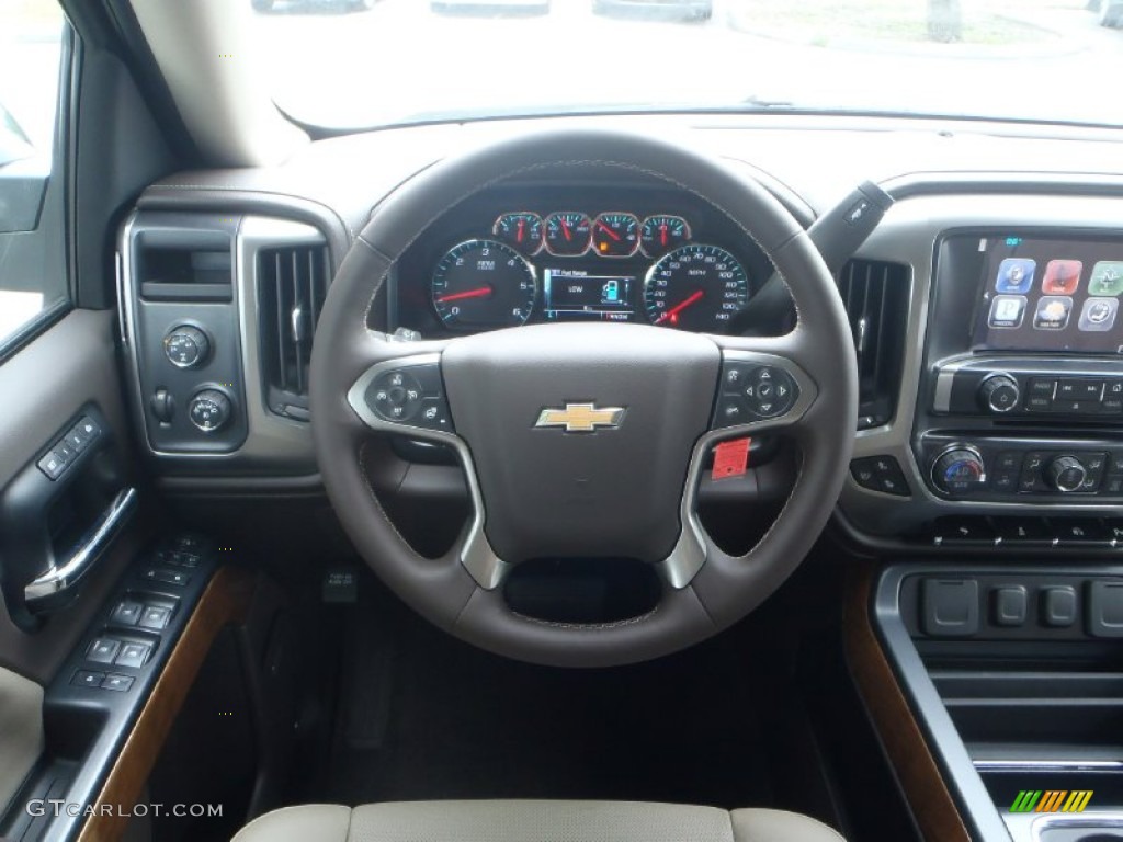 2014 Chevrolet Silverado 1500 LTZ Crew Cab 4x4 Cocoa/Dune Steering Wheel Photo #82972196