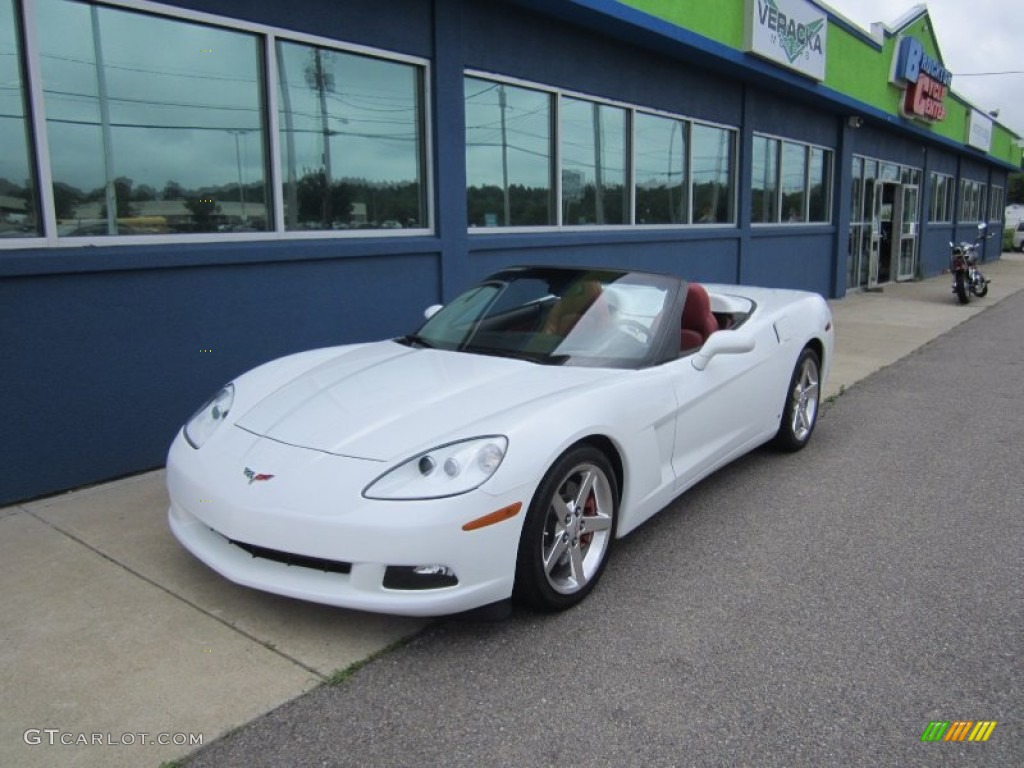 2007 Corvette Convertible - Arctic White / Red photo #1